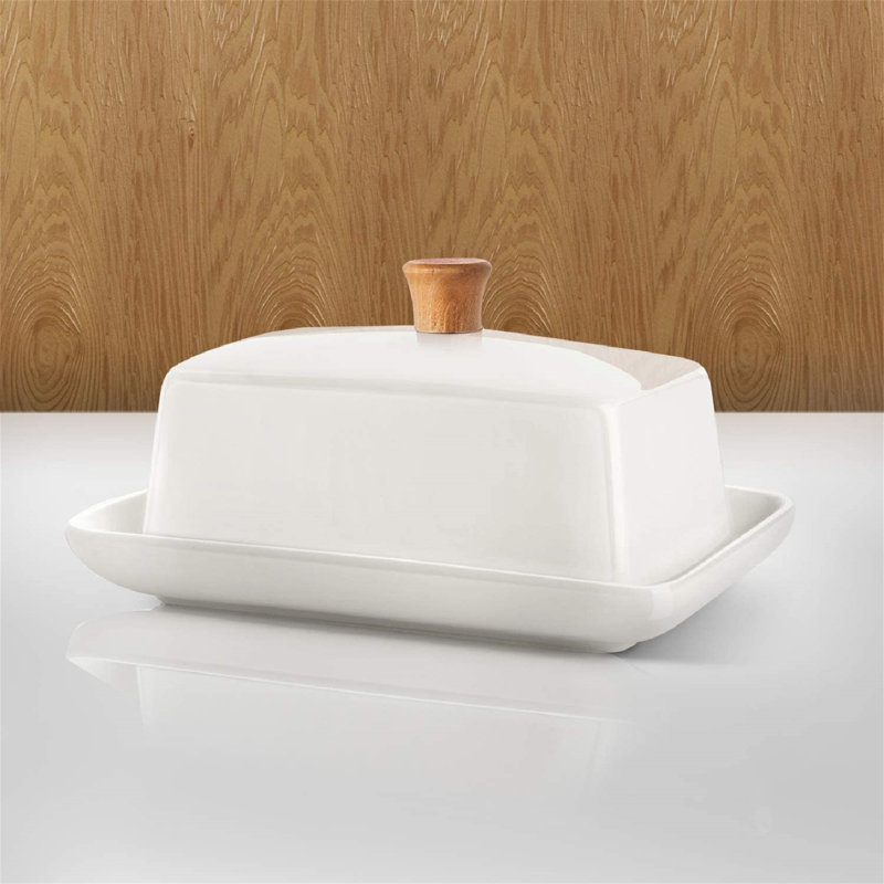 Prep & Savour Ceramic Butter Dish And Lid Cover (6 Inch Wide) East/West Butter Storage And
